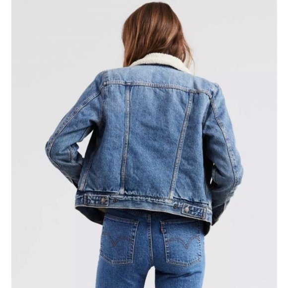 Denim Sherpa-Lined Jacket - Picture 1 of 10